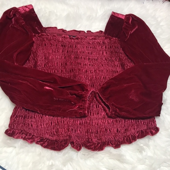 Torrid Velvet Smocked Blouson Crop Top Sz 1X - Picture 8 of 8